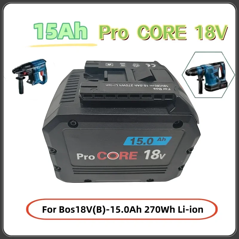 

18V, 5S3P 15Ah rechargeable lithium-ion battery, suitable for Bosch 18V drilling rig BAT609 BAT609G BAT618G BAT614 tool battery