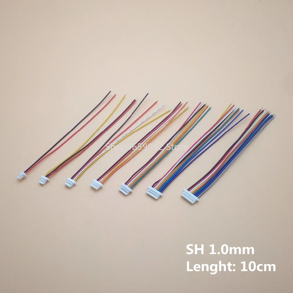 

50Pcs SH 1.0 Wire Cable Connector DIY SH1.0 JST 2/3/4/5/6/7/8/9/10 Pin Electronic Line Single Connect Terminal Plug 28AWG 10cm