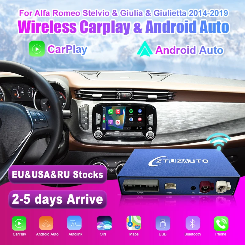 2024 Android Mirror Link AirPlay Автомобильная Беспроводная функция Carplay для Alfa Romeo Stelvio & Джулия & Giuliett 14-19 моделей