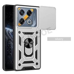 Slide Camera Ring Stand Protection Cover - Shockproof Capa for Infinix GT 20Pro (Silver)