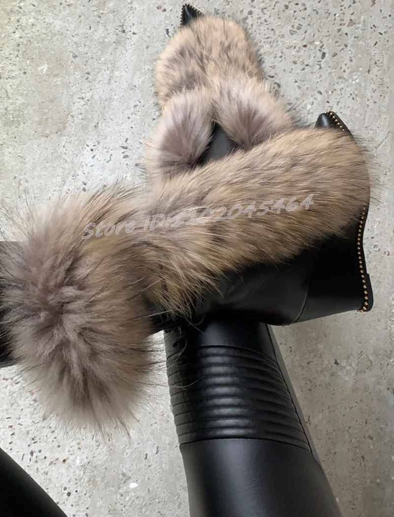 Bondarenko Leather Wedge Boots Black/Nude 6