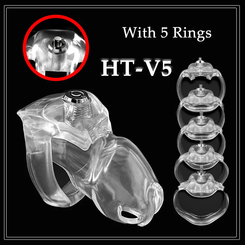 Upgrade HT-V5 Chastity Cage with 5 Rings for Male Bondage Penis Training Devices Cock Ring Chastity Belt Sex Toys for Man Sissy penis chastity cage chastity lock sex toy penis cock ring