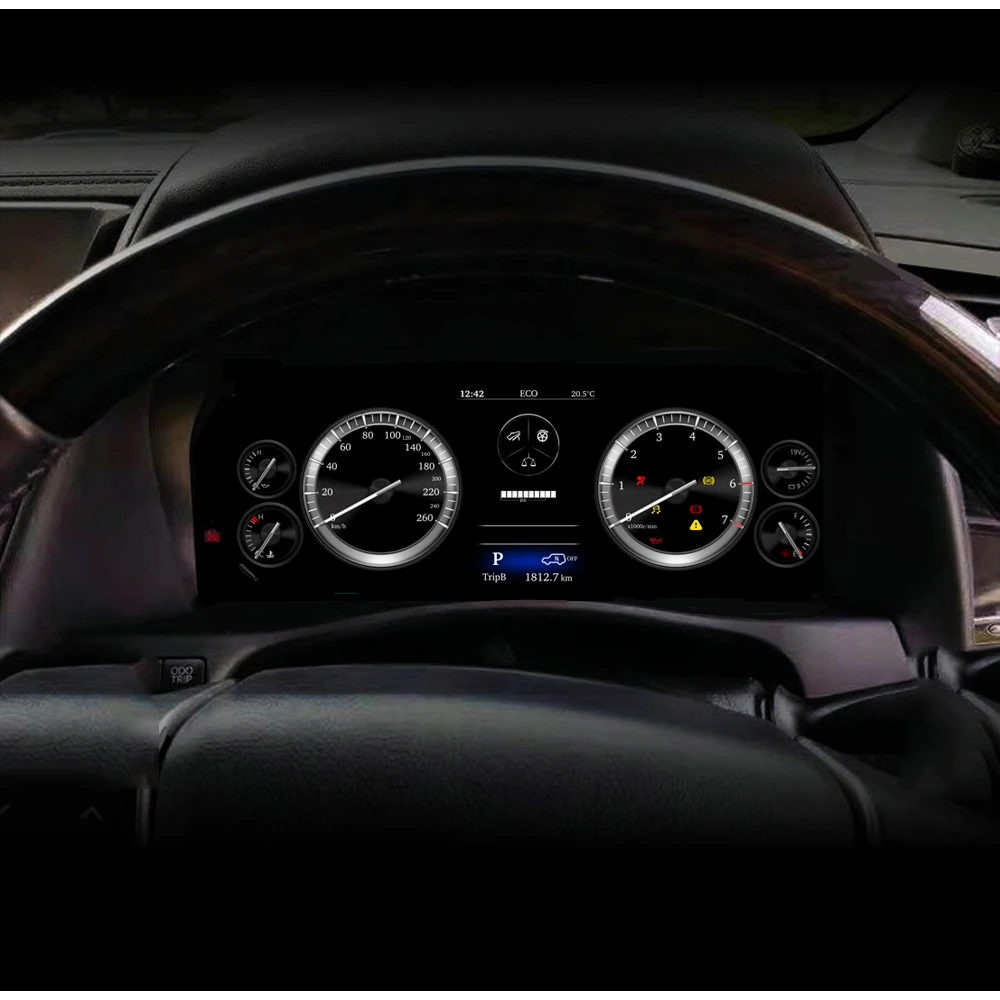 Panel de Instrumentos con Velocímetro Digital de 12.3'' para Toyota Alphard Vellfire Anh20 AGH20 AH20 AH30, Pantalla LCD para el Tablero 6