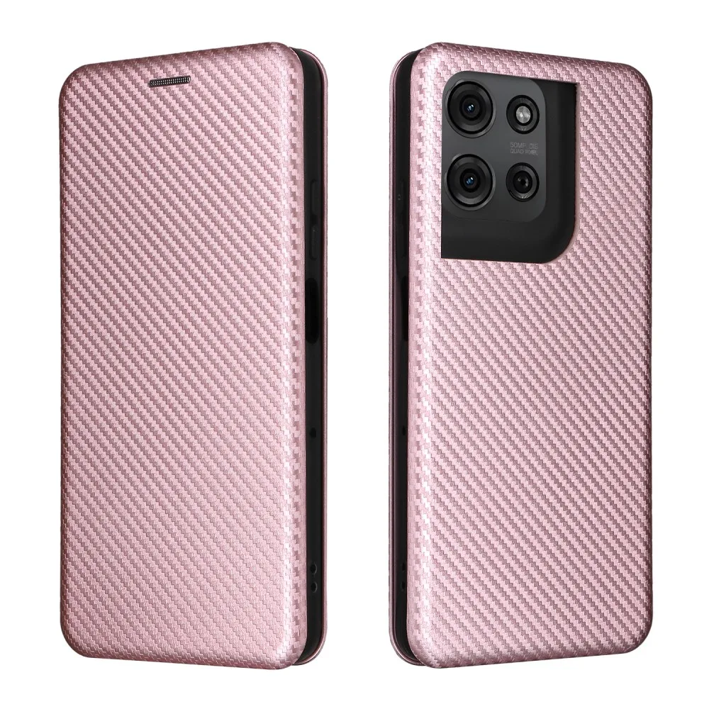 Sleek Magnetic Closure Carbon Fiber Leather Wallet Case