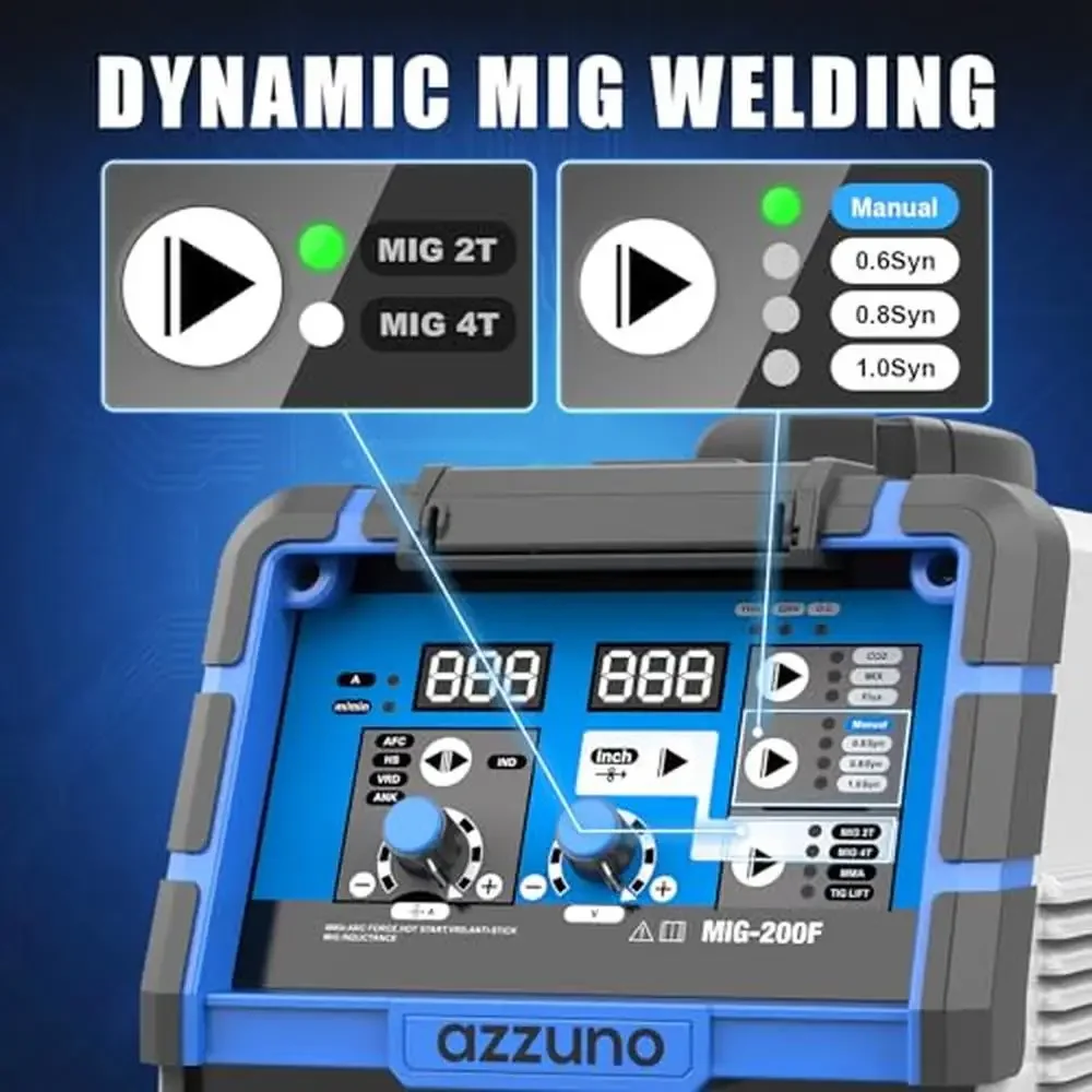 200A Dual Voltage Multifunctional Welding Machine Gas Gasless MIG Flux Solid Wire Lift TIG ARC Welder Synergic Control Suitable 4