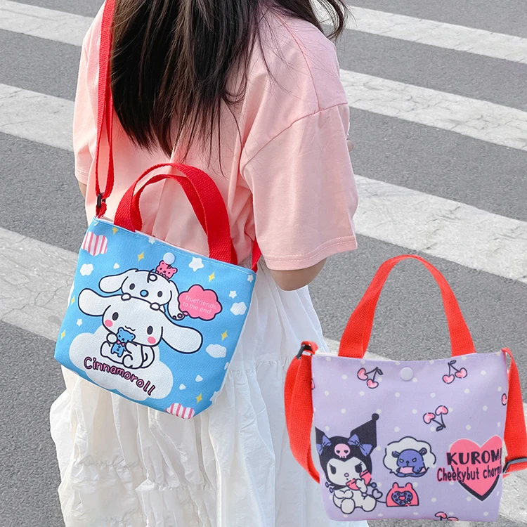 Kawaii MINISO Sanrio Cinnamoroll Kuromi mesh shoulder bag casual cartoon  mymelody portable fashion shopping bag Kids Toys Gift - AliExpress