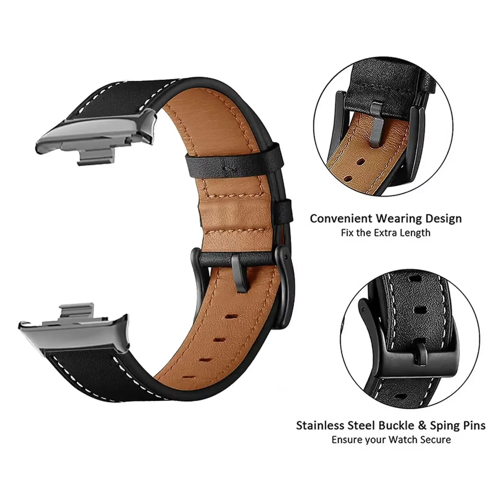 Premium Leather Smartwatch Replacement Strap - Elegant Wristband Accessory