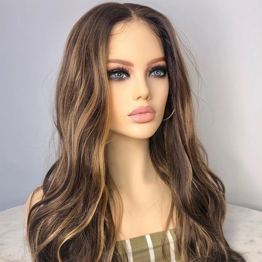 Highligt Blonde Body Wave 28'' 5x5 Silk Base Glueless Soft Jewish Human Hair Wig With Baby Hair HD Lace European Preplucked human hair wig