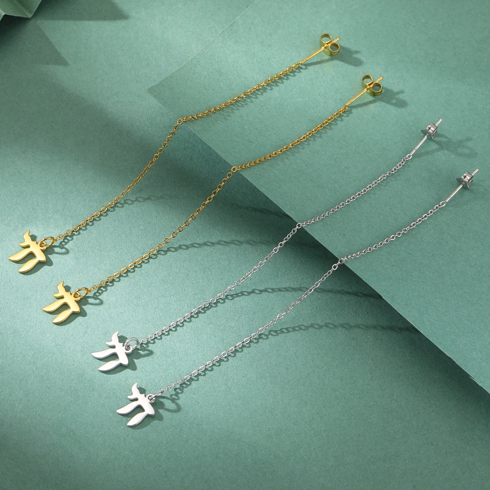 Dawapara Chai Symbol Charm Damen Ohrringe Mondphase Hebräischer Buchstabe Lebenssegen Jüdischer Schmuck Edelstahl Ohrringe – Detail 20