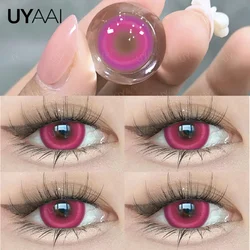 Vibrant Cosplay Colored Contact Lenses for Myopia - Pink and Graduated Blue (Candy Pink 14.5)