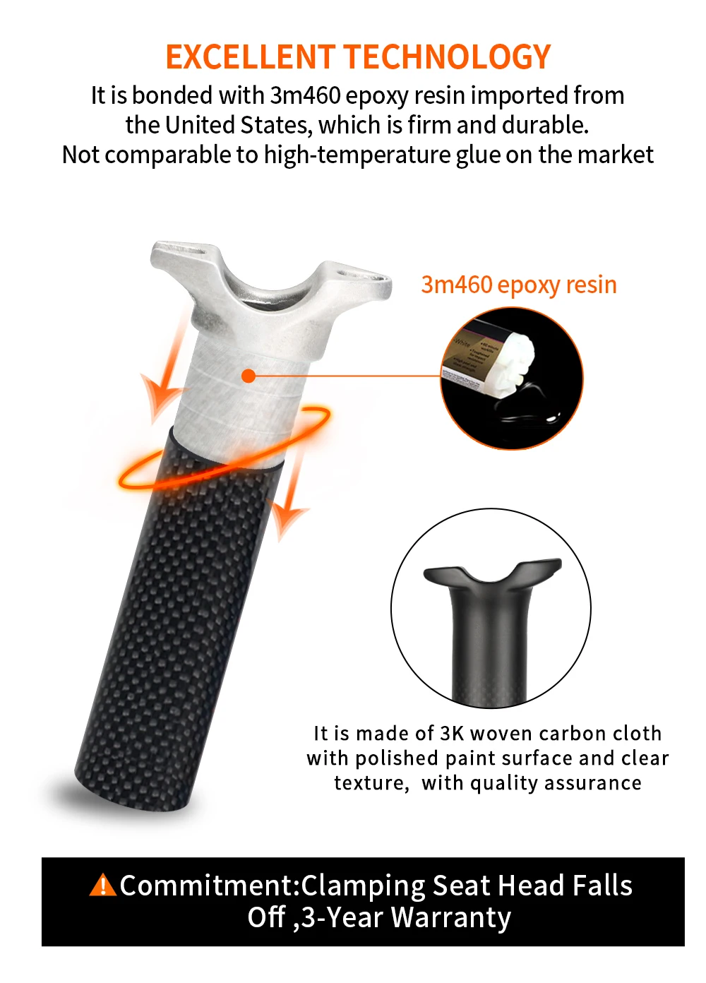 TOSEEK Carbon Sattelstütze Offset 0mm Fahrrad Sattelstütze Carbon 27,2/31,6mm Länge 350/400mm Fahrrad Sattelstütze Teile MTB Carbon Kanu – Detail 12