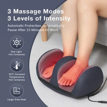 Electric Foot Leg Massager Deep Tissue Shiatsu Kneading Relax Heated Roller Calf Relieve Stress Care Foot Machine With Controlle