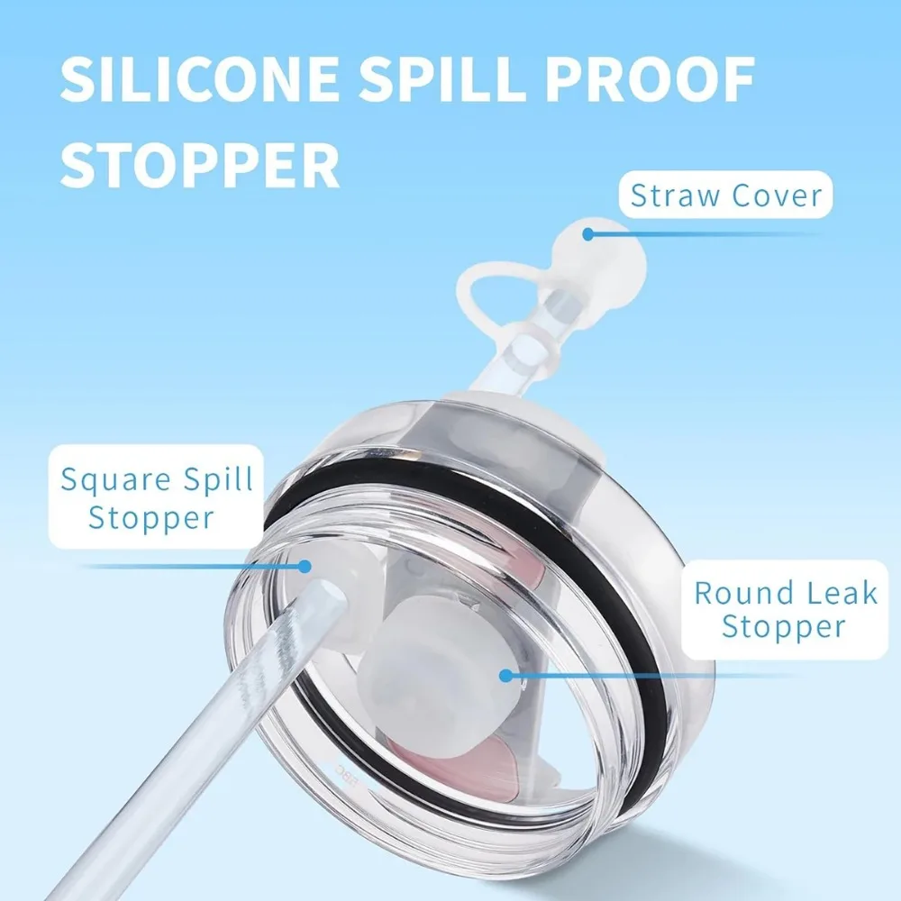Description Picture 6 of item6pc Silicone Spill Proof Stopper for Stanley Cup 2.0 40oz/30oz Tumbler Reusable Straw Cap Leakproof Plug Set Drinking Accessorie