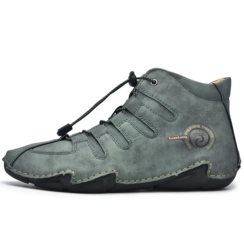 Leather Men Boots Winter Plush Super Warm Snow Boots Men Winter Casual Shoes Luxury Sneakers High Top Western Cowboy Ankle