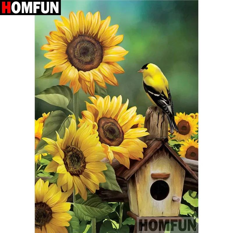 HOMFUN 풀 다이아몬드 자수 DIY 5D 다이아몬드 페인팅 크로스 스티치..
