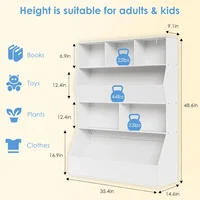 Toy Storage Organizer for Kids, Large Wooden Open Bookcase,4-Tier Children Storage Cabinet, Cubby Bookshelf for Playroom Bedroom 2
