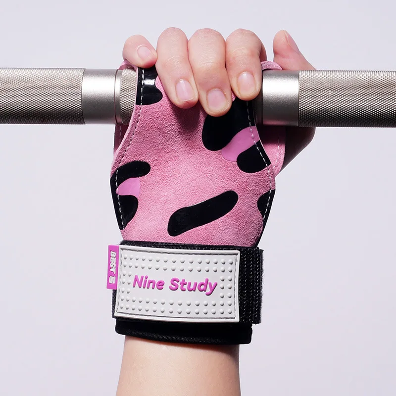 Cartoon pattern Cowhide WeightLifting Glove Training Crossfit Fitness Bodybuilding Workout Palm Protector Horizontal Bar Gloves 2