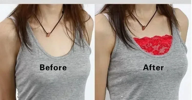 Description Picture 5 of itemLace Invisible Bra Privacy Cleavage Cover Underwear Anti Peep Brassiere Seamless Wrap Chest Strapless Lingerie Tube Tops