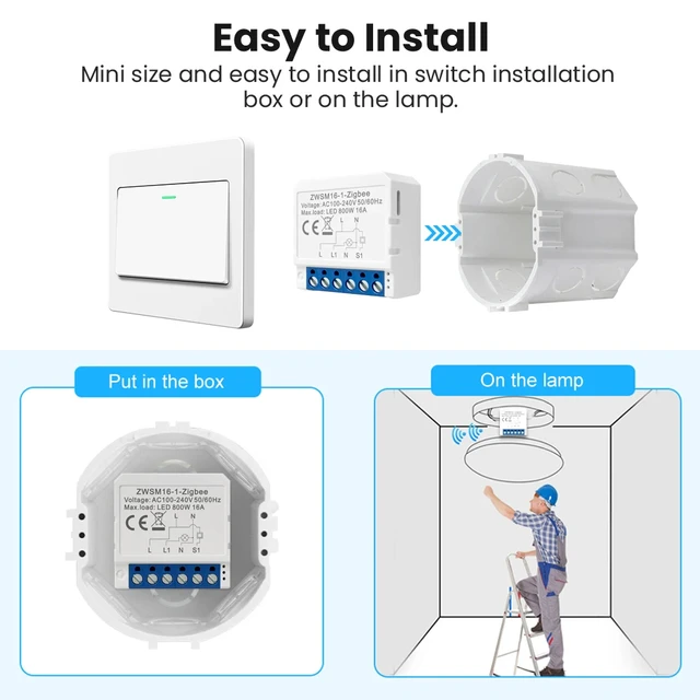 MIUCDA Tuya WiFi Zigbee Smart Light Switch Module Switching Breaker Neutral /No Neutral Wire Control Work with Alexa Google Home - Image 3