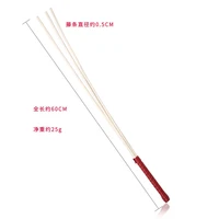 3 In 1 Natural Rattan 60CM Long Straight Whip Riding Crop Flogger Black Red PU Leather Handle Paddle Slapper Horse Training 1