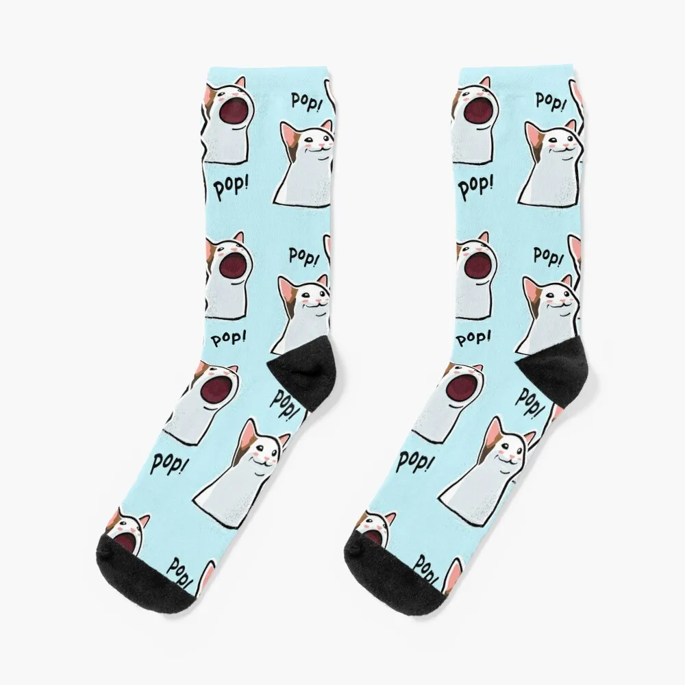 Pop Cat Meme / PopCat / Popping Cat Socks socks funny socks man Non-slip socks compression socks Women Socks For Girls Men's men and girls 18 colors 2 pieces of sportswear high quality compression hooded shirt jogging comfort suit latest style