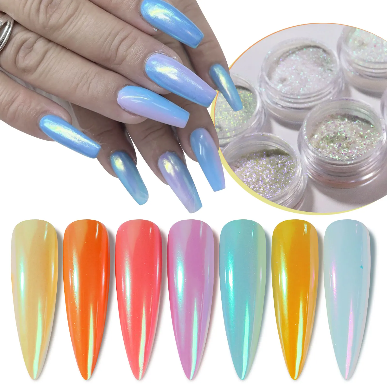 0.2 G/Scatola Specchio Per Unghie Glitter Neon Laser Powder Metallic Dust Metal Effect Glitter Nail Art Uv Gel Polish Chrome Flakes Dust