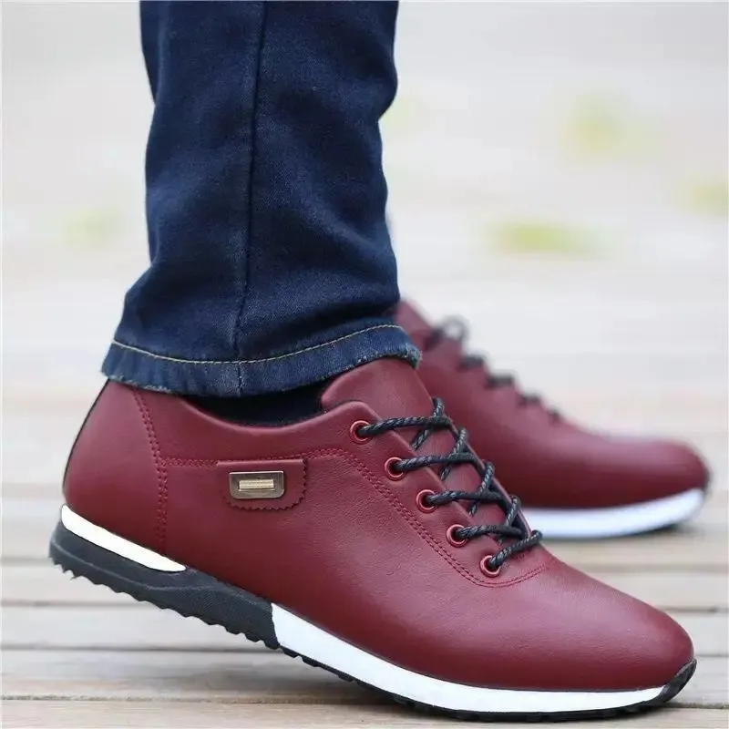 New Men Classic Casual Shoes Business Career Leather Sneakers Male Flat Shoe Outdoor Lightweight Sotf Bottom Walking Shoe Hombre 4