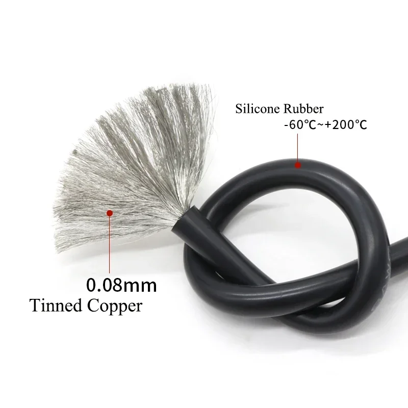 1M/5M Heat-resistant cable 30 28 26 24 22 20 18 16 15 14 13 12 10 AWG Ultra Soft Silicone Wire High Temperature Flexible Copper 2