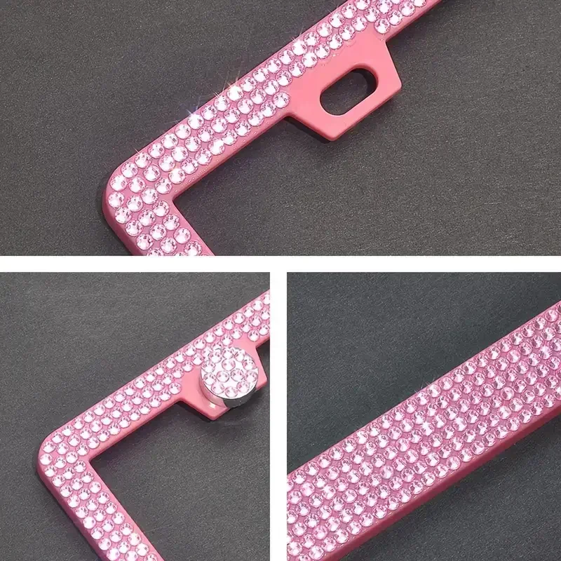 Rhinestone Stainless Steel Car License Plate Frame