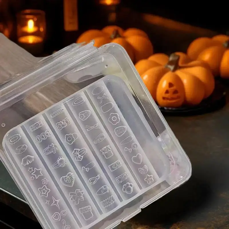 Flower Fox Transparent Silicone Nail Molds DIY Nail Art Decoration Manicure Design Tools 3D Acrylic Nail Art Carving Mold Charms