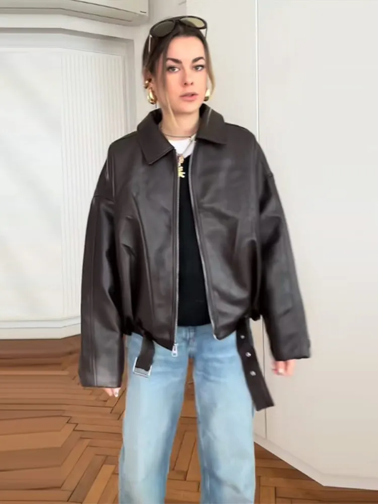 Veste En Cuir Peluche à Manches Longues Pour Femmes Avec Col Rabattu, Fermeture éclair Double Tête, Veste D'hiver Chaude - Chine Veste Et Vestes Prix