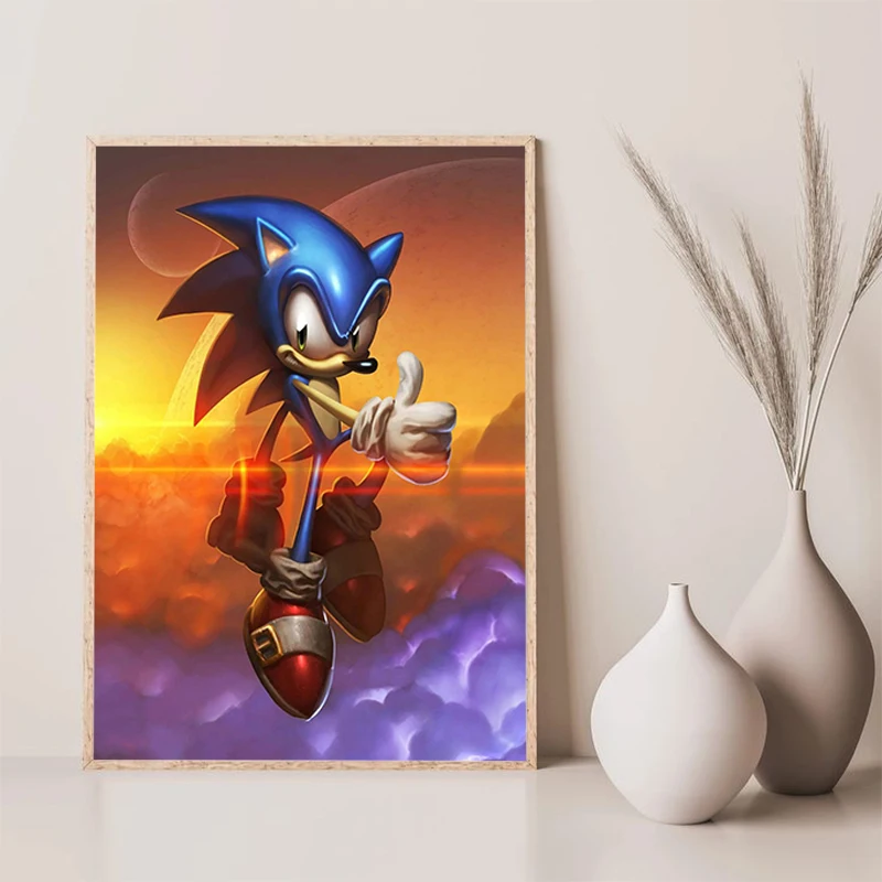 thumbnail image 1 of Póster de S-Sonic H-Hedgehog, decoración de habitaciones, decoración de salas de estar, decoración del hogar, carteles para decoración de paredes, pinturas decorativas, 1 of 5