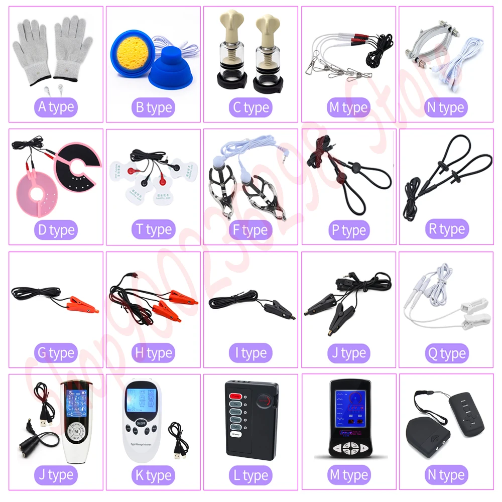 Electric Shock Nipple Clamps BDSM Bondage Labia Clip Clit/Penis Stimulator E-stim Massage Glove/Pad SM Roller Sex Toy For Couple 1