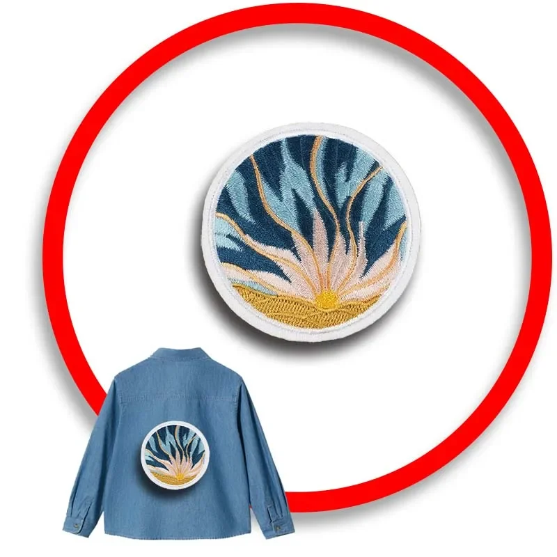 

1pcs Patch Stickers Iron On Patches for Clothing Sewing Sunshine Embroidery Fusible Applique Badge Bag Decoration Stripes