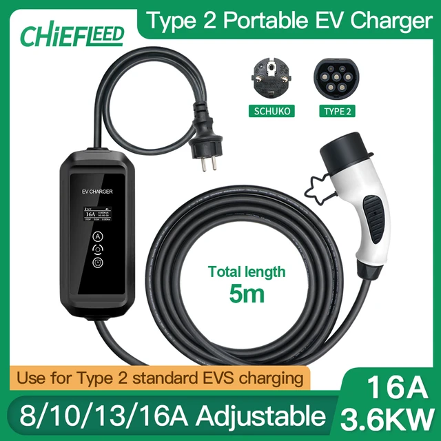 Cable de charge pour véhicule électrique 16A/T2 - 10A/16A ajustable