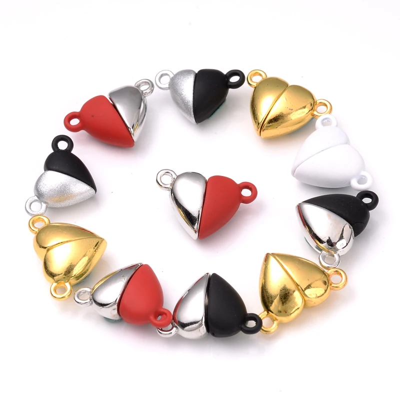 3set Heart Magnetic Connected Clasp Rhinestone Beads with Lobster Clasps  End Caps Separable Connector Buckle Jewelry