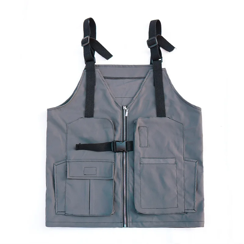 

Outdoor Camping Work Apron Vest Unisex With Tool Pockets Woodworker Painting Coveralls Multi-Functional Wear Canvas Vest