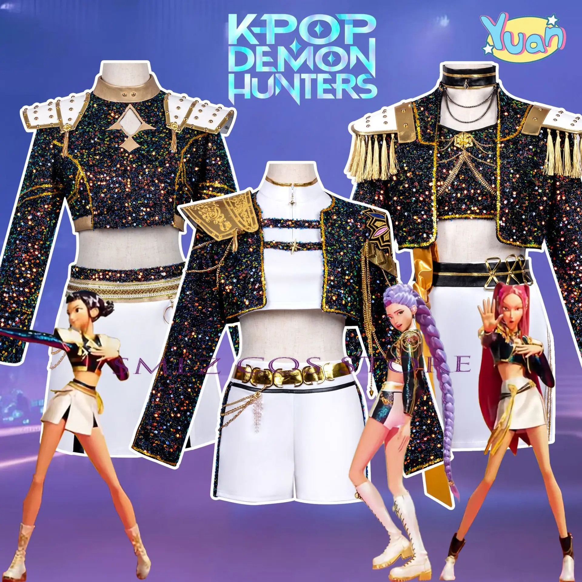 black gold anime cosplay costume full set view