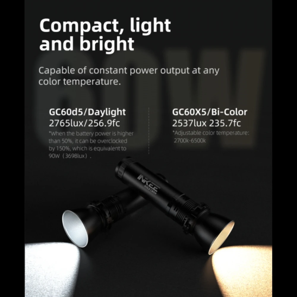 INKEE GC60D5/GC60X5 ゴールドクロウ 60 ワット COB ポータブル写真