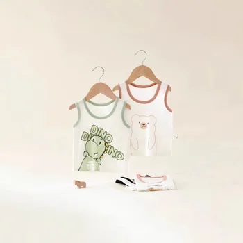 2 Pce الأطفال سترة الوليد الطفل سترة الصيف لطيف الطفل أعلى 0-4 سنة الأطفال القطن الخالص سترة باردة