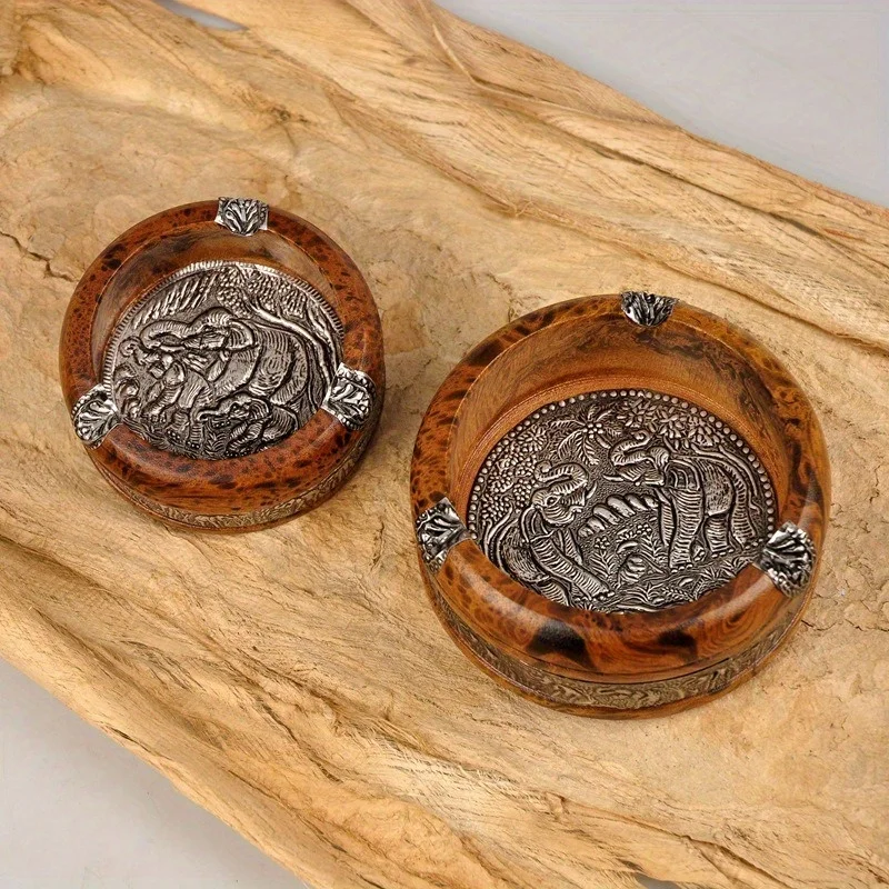Wooden Large Ashtray 1Pc Southeast Asian Home Decorations Hotel Inn Club Creative Cigarette Jar Craft Gifts