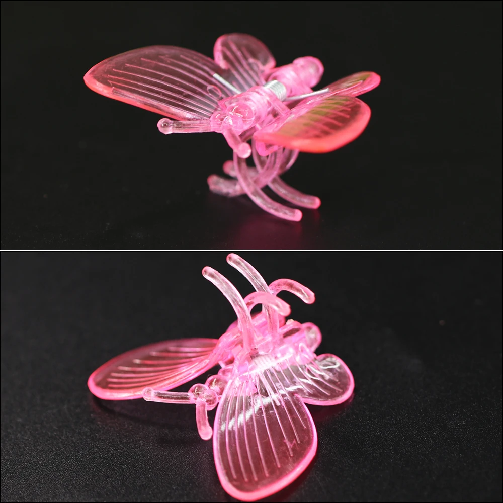 HERCHR 100 Clip Per Orchidee A Forma Di Libellula - Fermagli In Plastica Per Sostenere Steli E Rampicanti (Rosa/Trasparente) - 2