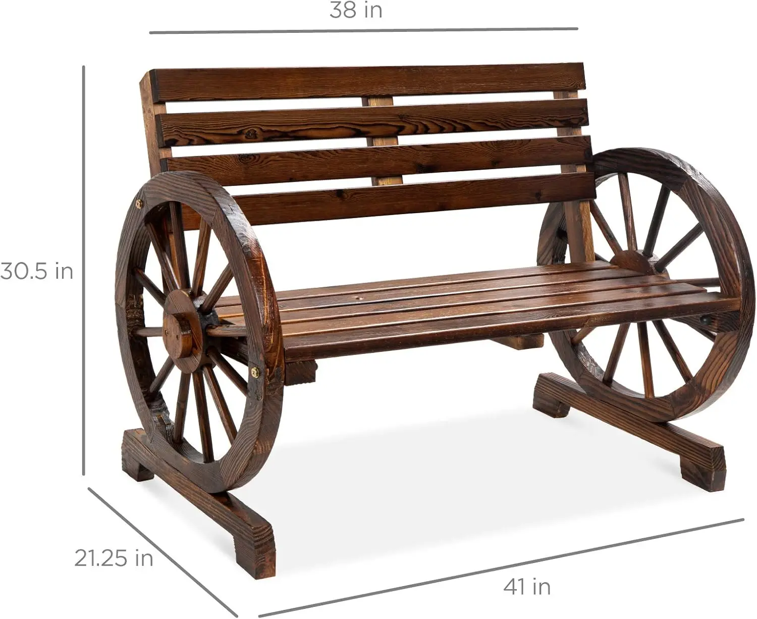 2-Person Wooden Wagon Wheel Bench 2