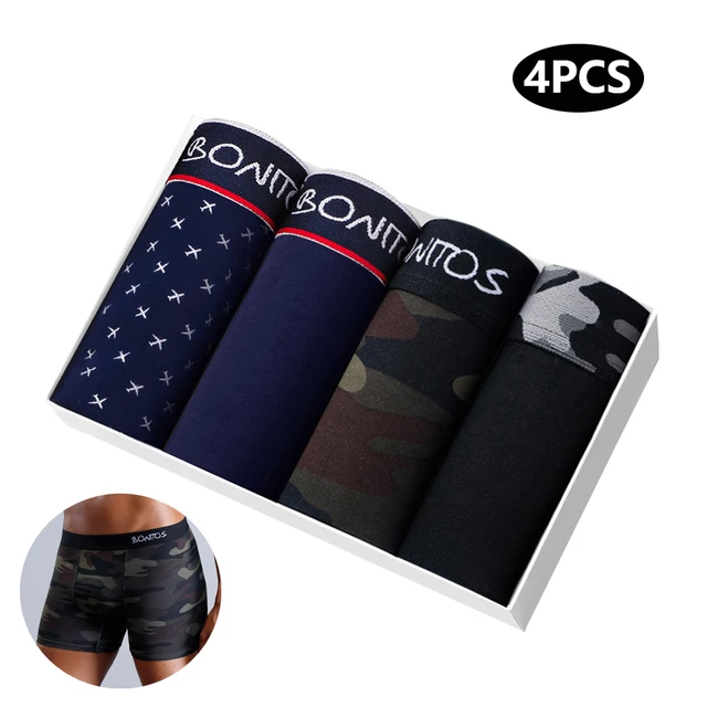 4pcs Cotton Boxers For Man Underwear Sexy Print Men's Panties Plus Size Brands Camouflage Mens Underpants Shorts 1