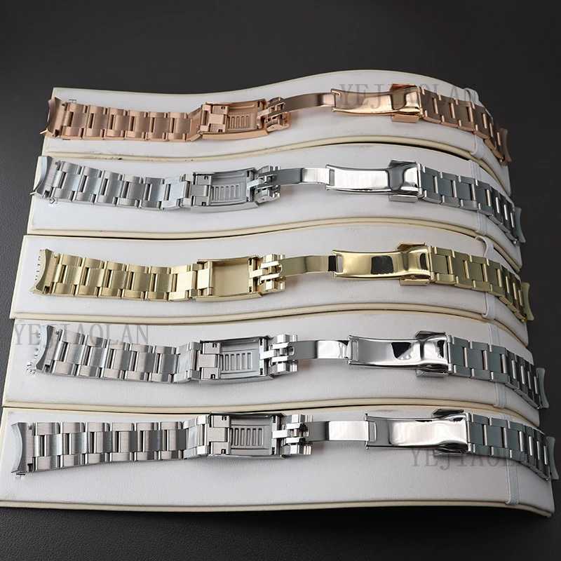 20mm Watch Strap 316L Stainless Steel Brushed And Polishing Watchband Parts Glide Lock Clasp For Men's luxury Nh35 Watch Case