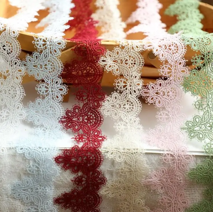 Water Soluble Embroidery Lace Trim 1 Meter/lot 6cm Width Pink White Beige Venise African Lace Fabric