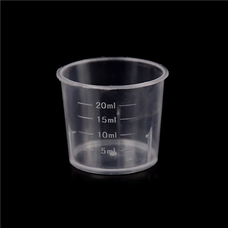 Plastic Measuring Cylinder 10Pcs/Lot 20ml Sample Plastic Liquid Measuring Cups Graduated Laboratory Bottle Lab Test Measuring Container Cup with White Cap