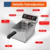 10.6QT/10L Electric Deep Fryer w/Basket & Lid, Stainless Steel Countertop Fryers, 3000W Single Tank Frying Machine w/Adjustable 3
