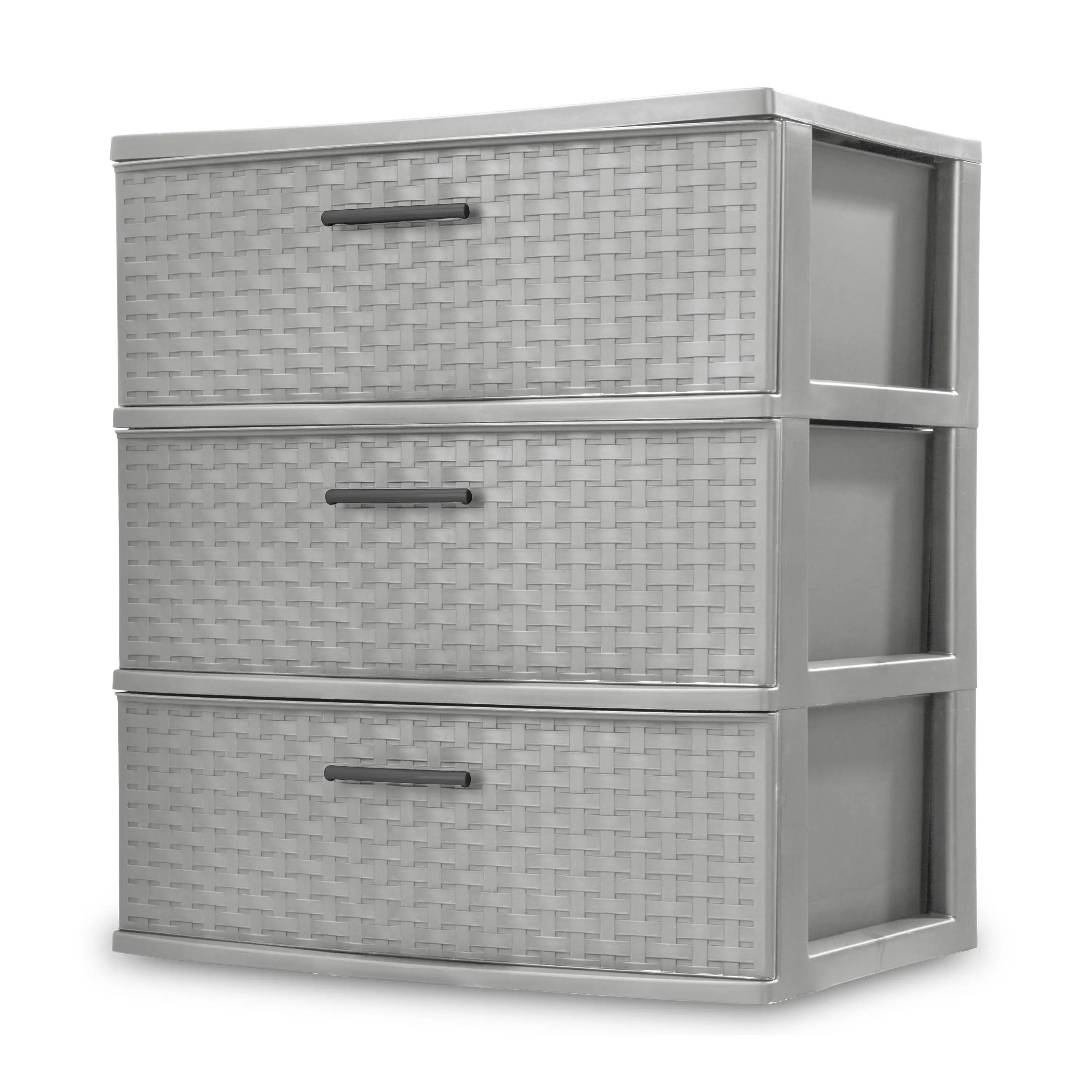 

Sterilite 3 Drawer Wide Weave Tower Cement Opaque Drawers Keep Contents Concealed and Clutter Controlled