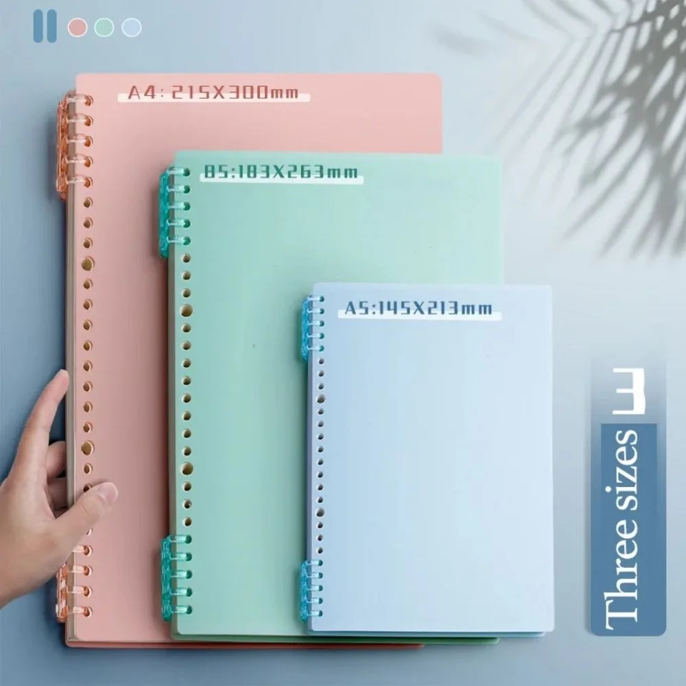 4Pcs PP 루스리프 책 표지 A4 A5 B5 투명 DIY 루스 리프 노트 바인더 나선형 링 다채로운 사무실 학교 용품
